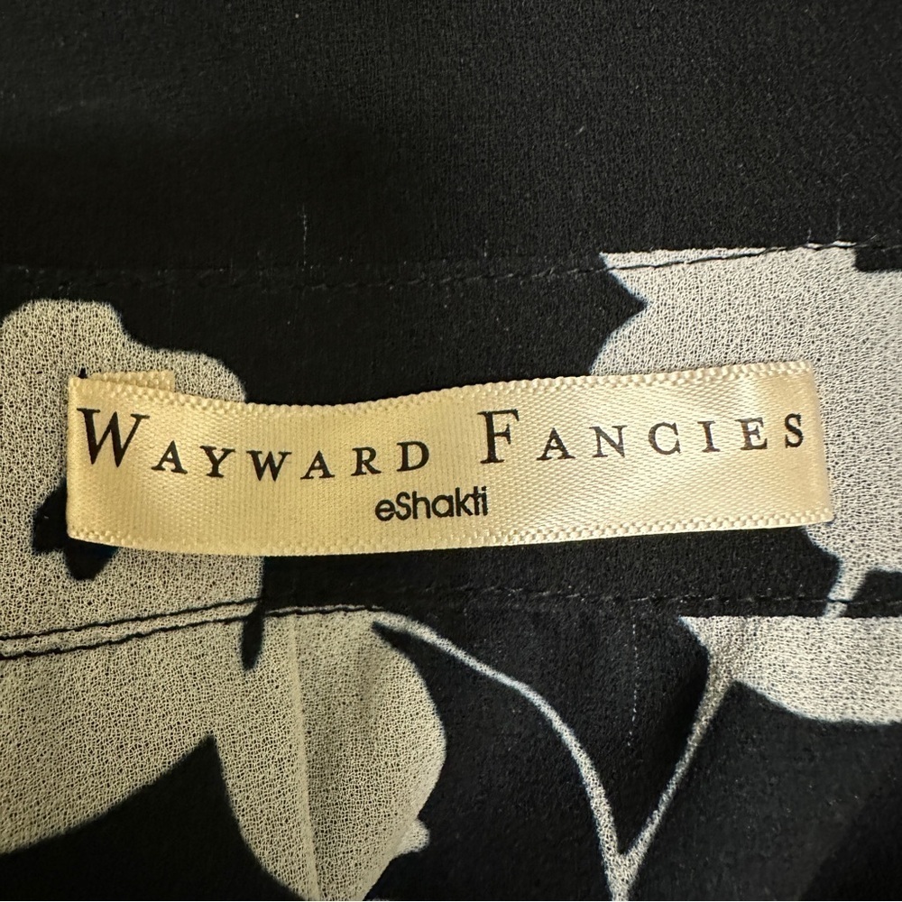 Wayward Fancies sheer sleeveless black white floral button down tiered dress - Picture 10 of 10